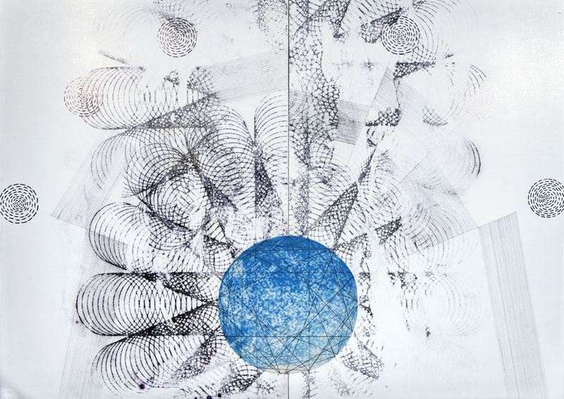 Lennart Oskar Schreiber, o.T., Nitrofrottage, Bleistift, ca. 30x30cm, 2013