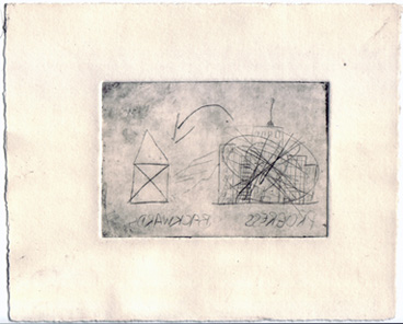 Lennart Oskar Schreiber, Progress Backwards, Radierung , ca. 15x20cm, 2013